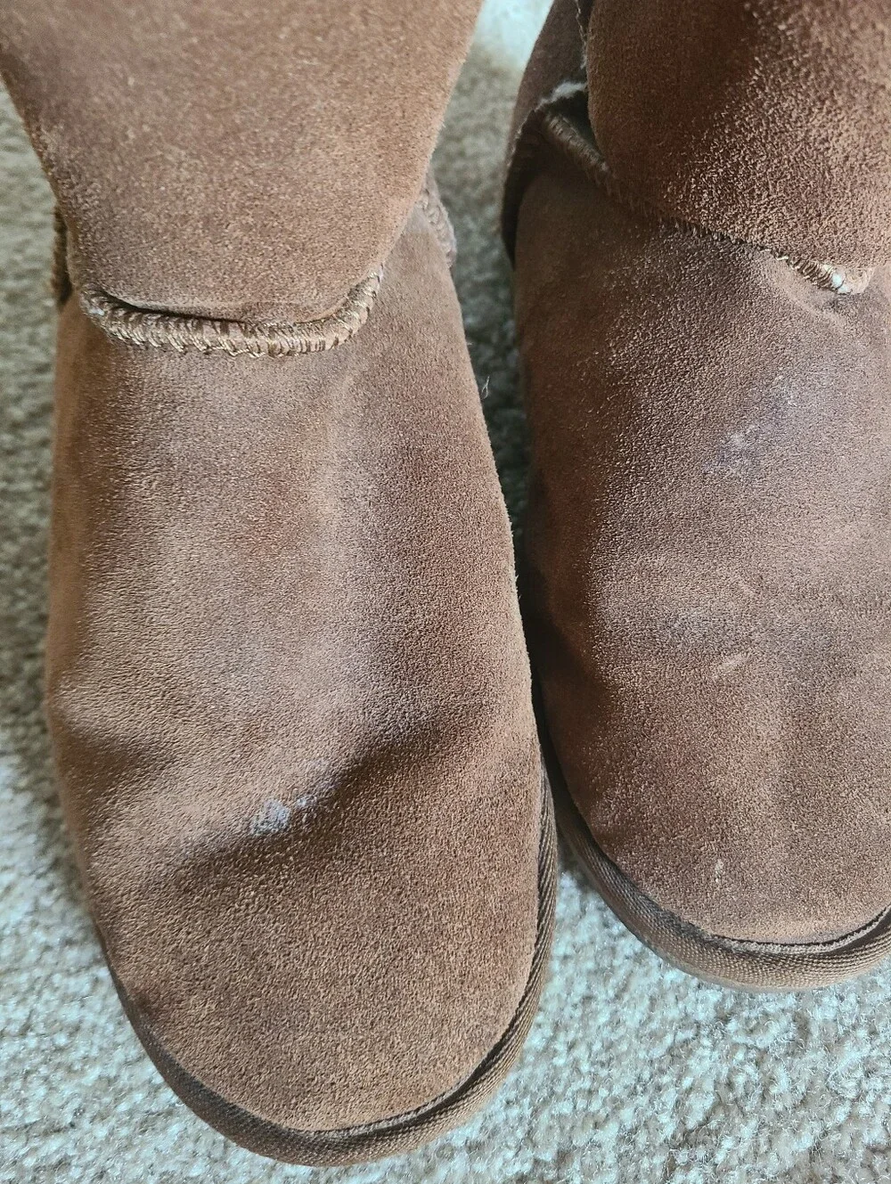 Plush-Lined Women's Winter Sheepskin Suede Boots in Brown